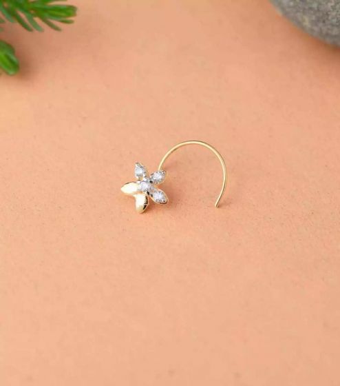 18G White Gold Nose Ring with Diamond Double Hoop Design – OUFER BODY  JEWELRY