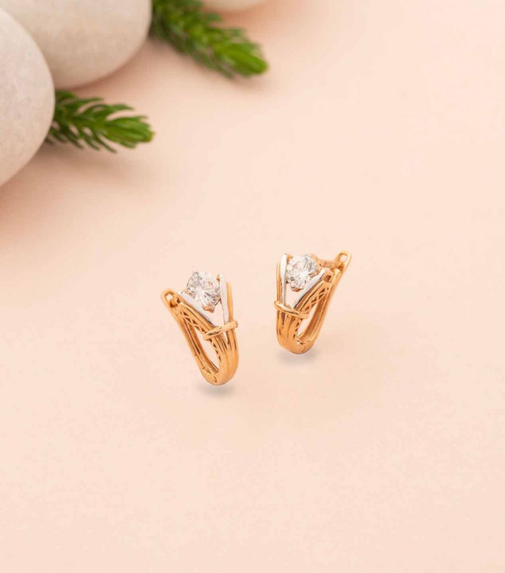 Buy Latest Daily Use White Stone Earrings Gold Design for Women
